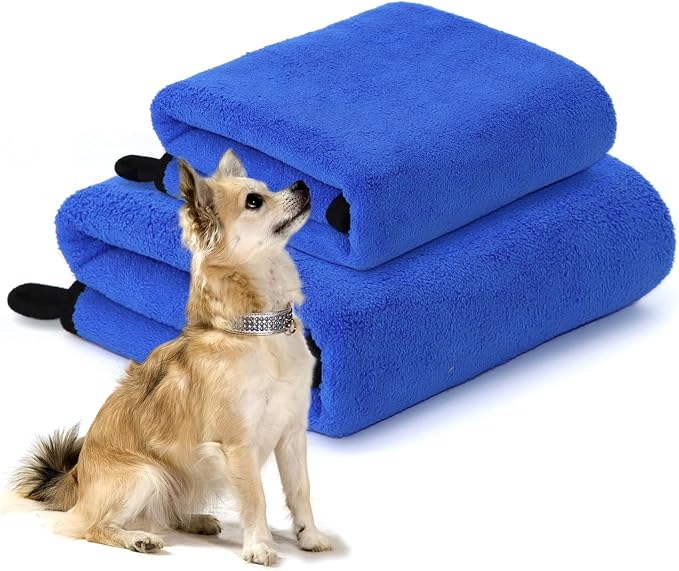 2 Pcs Dog Towels for Drying Dogs Super Absorbent Dog Bath Towel Microfiber Puppy Drying Towel Soft Dog Blanket Quick Dry Pet Grooming Towels for Large Medium Small Dogs