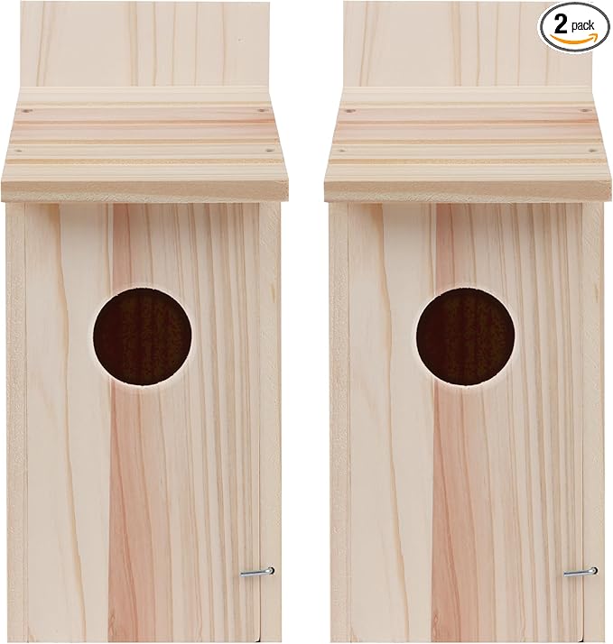 2 Pack Bird Houses for Outside,Blue Bird Box House for Outside,Cedar Finch Swallow Wren Hummingbird Birdhouse,DIY