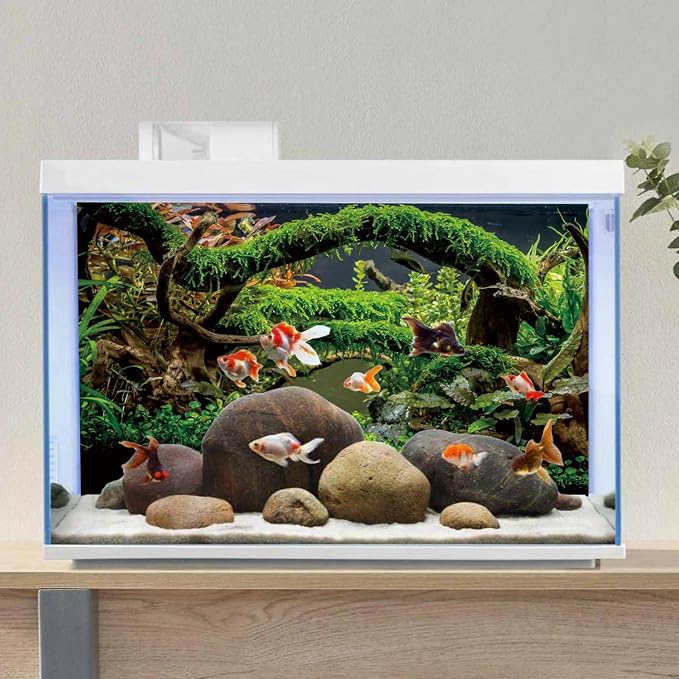 AWERT 48x20 inches Aquarium Background Branches Terrarium Background Aquatic Plant River Bed & Lake Fish Tank Background Vinyl Background
