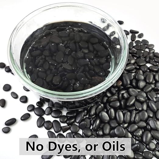 YISZM 5LB Succulent and Cactus Black Pebbles, 3/8 Inch Natural Decorative Polished Stones, River Rocks for Indoor Plants, Vases, Planters and Outdoor Gardening