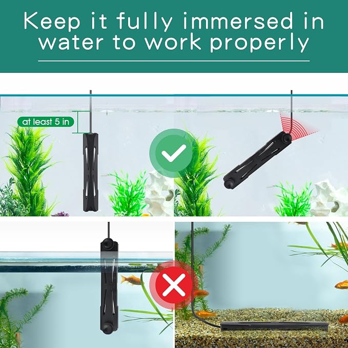 hygger 40-75 Gallon Aquarium Heater with LED Display Controller, Quartz Submersible Fish Tank Heater 300W for Saltwater Freshwater