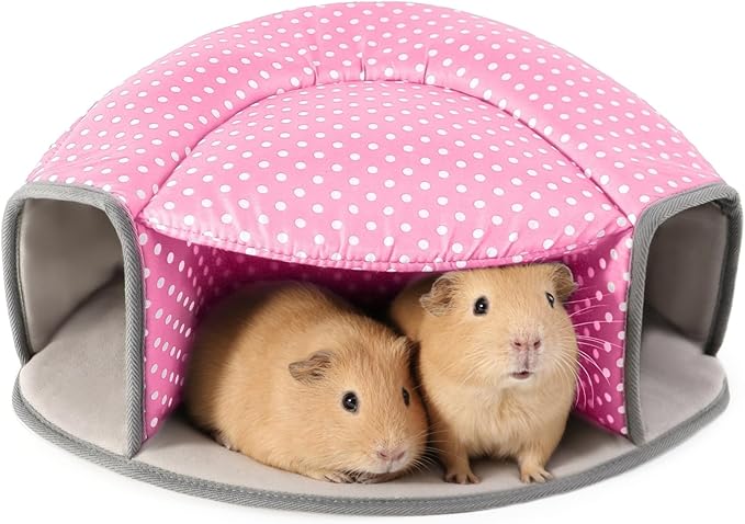 Guinea Pig Hideout Tunnel Bed, Washable Soft Small Animal Hideaway for Ferret, Chinchilla, Dwarf Bunny - House Pet Cage Accessory