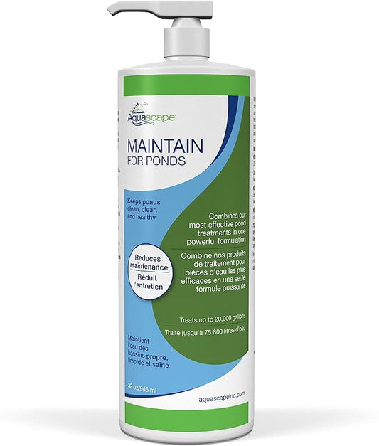 Aquascape Maintain Water Treatment for Koi and Fish Ponds, Easy to Use, Powerful Blend of Beneficial Bacteria, Phosphate Binder, Flocculent, and Detoxifier, 32 Ounce / 946 ml | 96059