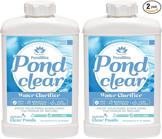 Pond Clear Water Treatment and Clarifier for Outdoor and Large Ponds - 1 Quart (32oz) (Pack of 2)