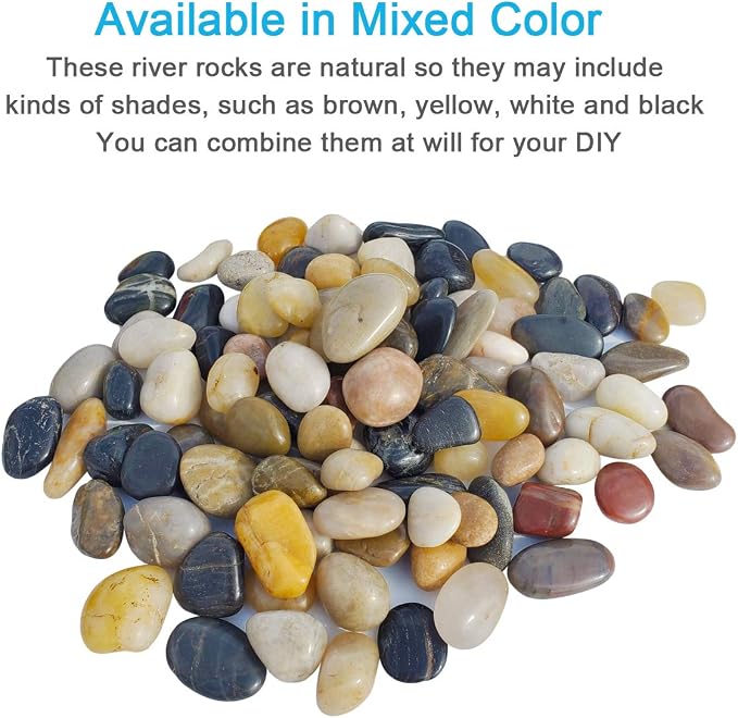 2 LB Aquarium Gravel River Rock - Natural Polished Decorative Gravel, Small Decorative Pebbles, Mixed Color Stones,for Aquariums, Landscaping, Vase Fillers (32-Oz)