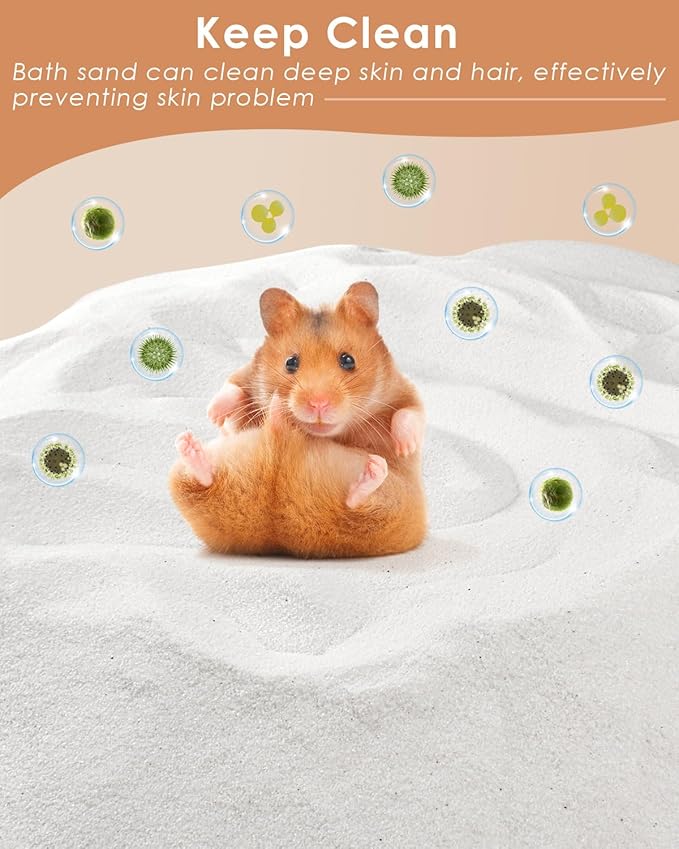 Bissap Hamster Sand Bath, 2.8Ib/ 1.3kg No-Dust Desert Bathing Sand or Potty Litter Silica Sand for Hamster Chinchillas Gerbil Syrian Mice Degu or Other Small Pets