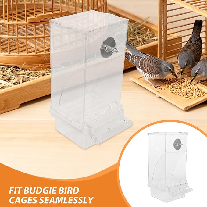 VICASKY Hanging Bird Feeder with Husk Separator, No-Spill Cage Seed Dispenser for Parrots and Small Birds, 1pcs Poultry Feeding Trough Suitable for Indoor and Outdoor Use