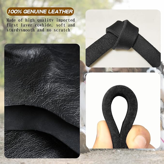 Leather Dog Leash 6ft x 1 inch,Strong Heavy Duty Genuine Leather Braided Dog Training Leash, Soft and Comfortable for Large Dogs, Medium Small Dogs (Black, 6FT*1in)