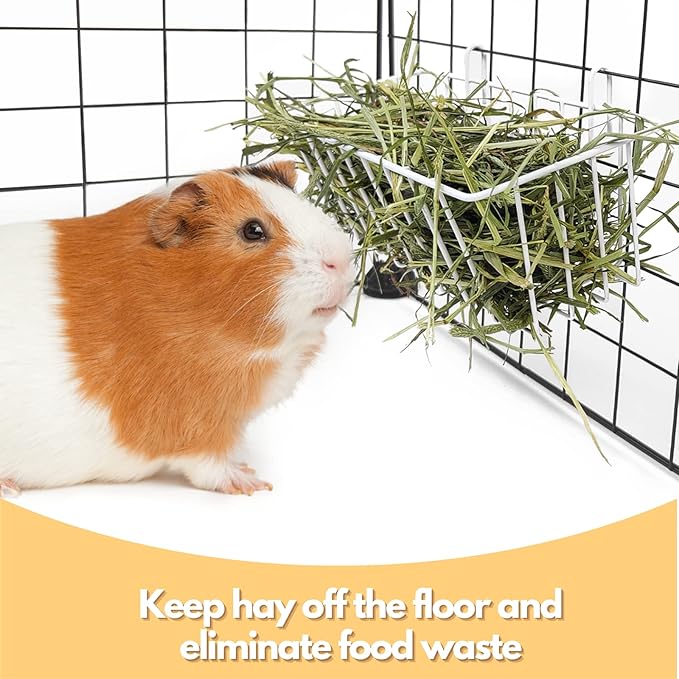 Rabbit Hay Feeder - 2Pcs Metal Rack Hay Holder for Guinea Pig Small Animals Grass Rack for Bunny Chinchilla Cage Reduce Mess 9x4x3 Inch