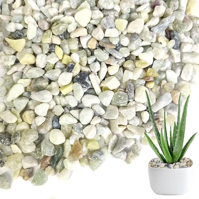 1.1 LB Natural Small Jade Gravels Mini River Rocks,Light Green Mix | Decorative Soil Cover Pebbles Stones for Succulent Plant,Planter Bonsai,Fairy Garden,Candle Home Decor