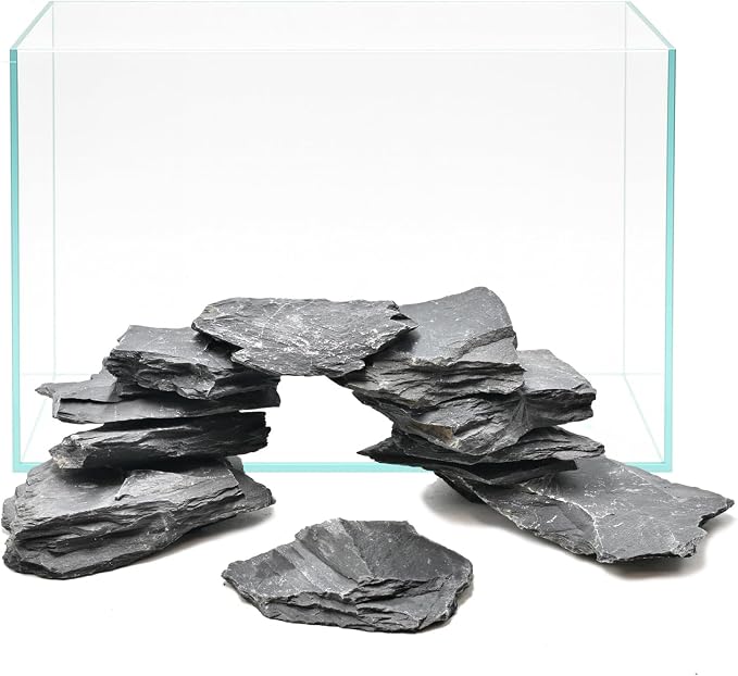 Natural Slate Rocks 2-6 Inches Aquarium Rocks 10lb Natural Stones for Fish Tank Aquascaping Reptile Terrarium Landscaping Decor