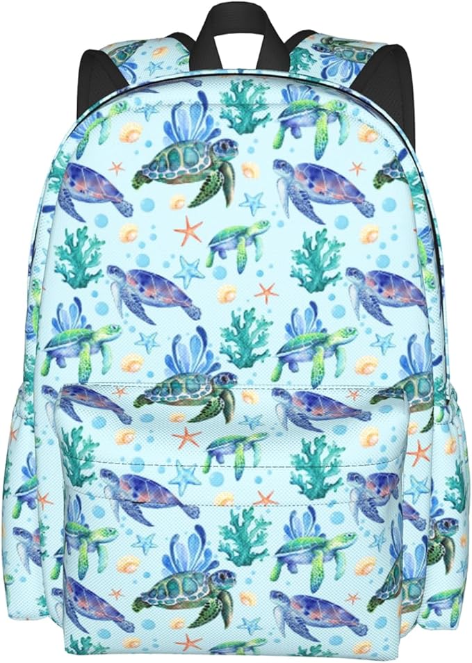 Sea Turtle Backpack for Women 16.7 inch Travel Casual Laptop Backpack Lightweight Waterproof Durable Hiking Daypack