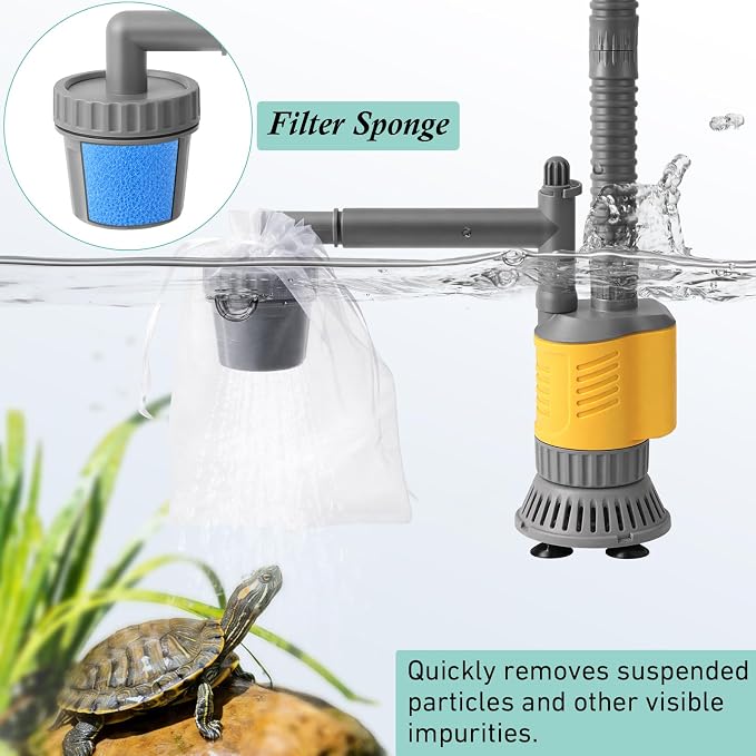 Aquarium Vacuum Gravel Cleaner, 8 in 1 Removable 20W Fish Tank Cleaner | Gravel Vacuum for Aquarium, Strong Suction for Change Water Wash Sand Clean Algae Water Circulation and Adjustable Length