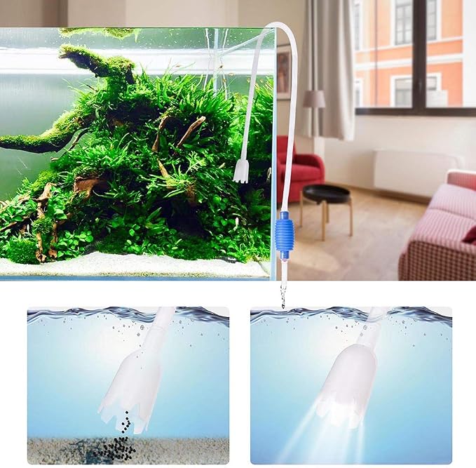 Yescom Aquarium Fish Tank Vacuum Sand Gravel Cleaner Siphon Long Nozzle | Water Changer Pump Filter