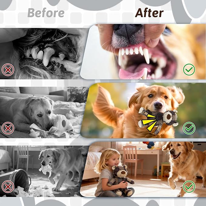 MAXBECK Dog Companion for Heavy Chewers-New Plush Robust Bear Dog Toy, Resistant Squeaky Dog Toys for Heavy Chewers, Tough Stuffed Plush Dog Toys for Aggressive Chewers