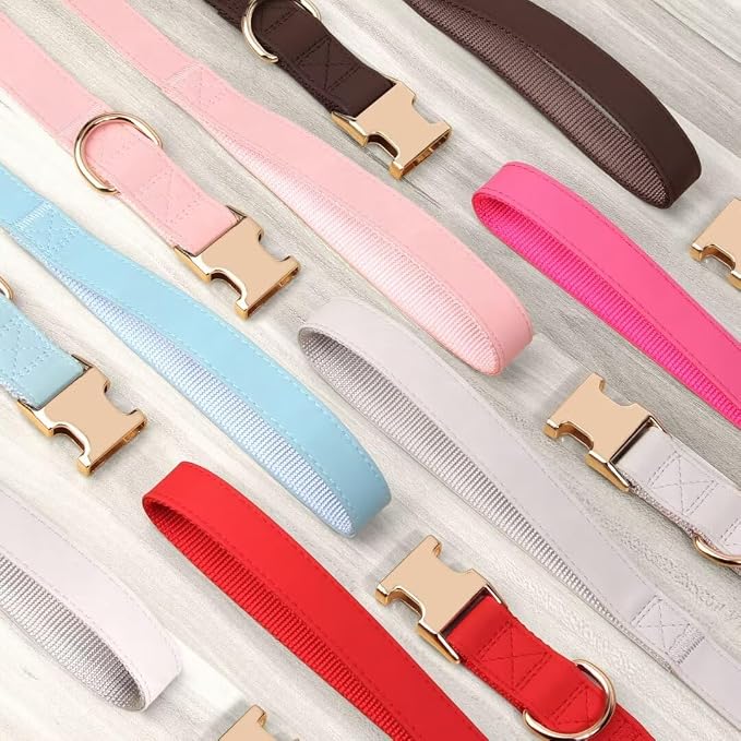 PET ARTIST Soft PU Leather Dog Collar and Leash Set, Bright & Stylish 5FT PU Leather Leash and Collar Set, Durable Pet Collars with Quick Release Metal Buckle for Small Dogs,Gray,S(9"-14")