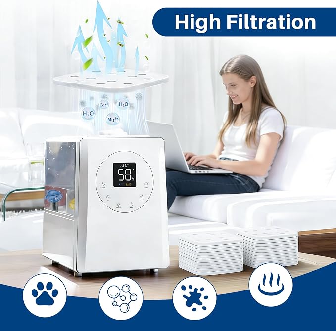 Top Fill Humidifier Filter Replacement for LEVOIT Classic160, Dual150 | LV600S,Classic300(S), OasisMist 450S, Superior6000S Series Humidifiers to improve Humidification- 20 Filters + 6 Fishs