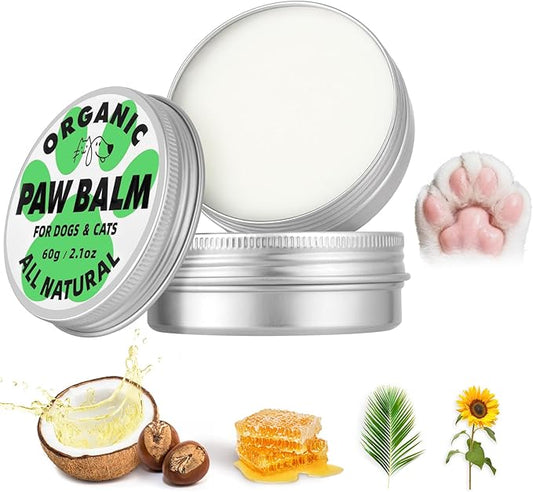 Dog Paw Balm & Nose Balm (2.1oz ), Lick-Safe | All-Natural Dog & Cat Paw Protector Soother with Organic Coconut Oil for dog Dry and Cracked Paws, Nose, Elbows for Hot Pavement & Winter Protection
