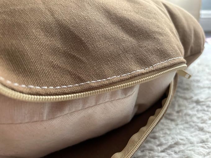 Round 100% Cotton Canvas Dog Bed Cover: Washable, Durable, Eco-Friendly, Multiple Colors, XS-XXL, Made in USA (Medium Brown, X Small 18 Inches)