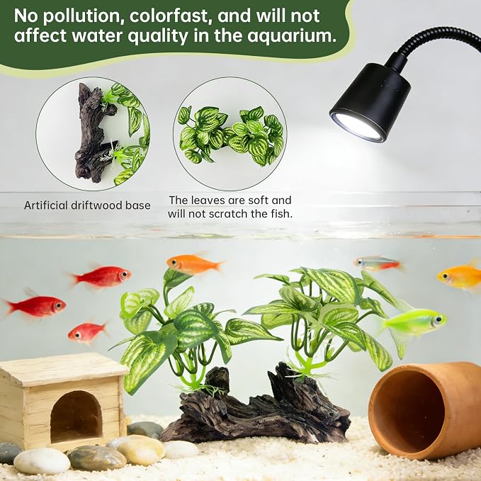 Fish Tank Decor, Aquarium Plants, Reptile Tank Accessories | Artificial plant decorations for aquariums and amphibian habitats, providing both hiding spots and decoration. Type-D