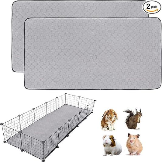 Guinea Pig Cage Liners, 24''X60'' Washable Guinea Pig Pee Pads, Non Slip Reusable Super Absorbent Guinea Pig Training Mat Bedding Fleece for Small Animals Hamster Rabbit Chinchilla Rat, 2Pack