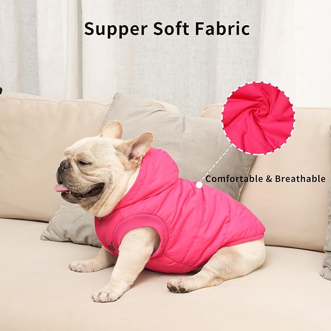 Vecomfy Fleece Lining Extra Warm Dog Hoodie in Winter for Large Dogs Jacket Pet Coats with Hooded Pink XL