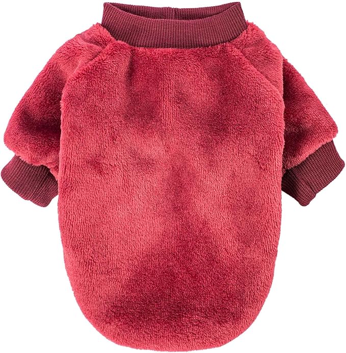 FabriCastle Christmas Dog Sweater, 2-Pack Dog Clothes, Soft and Warm Pet Jackets for Small Dogs & Cats, Winter Pet Apparel Costumes, Puppy Outfits (Dark red,Dark Green, Medium)