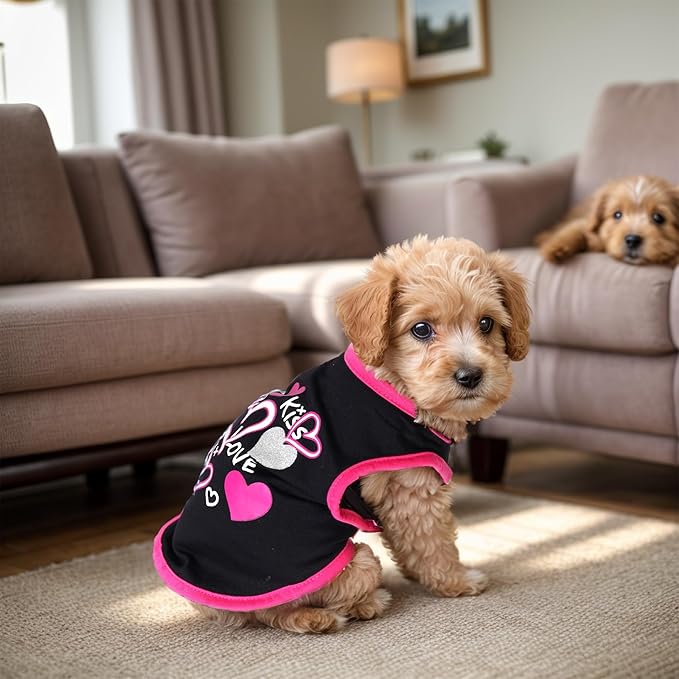 Pistha 4 Pack Dog Shirts Summer Printed Puppy Clothes Cute Sleeveless Pet T Shirts Dog Clothes for Small Medium Dogs Cats Girl(XS)