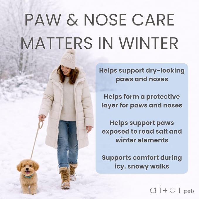 Ali+Oli Pets Paw & Nose Balm for Dogs – Daily Paw Care Grooming Balm with Organic Oils – Gentle Moisturizing Balm for Dry, Rough Paw Pads