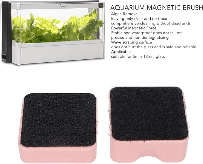 Aquarium Magnetic Brush, Magnetic Glass Cleaner Brush, Fish Tank Algaes Magnet Cleaning Tool, Algaes Scraper Waterproof Small Magnetic Brush for Fish Tank Pink