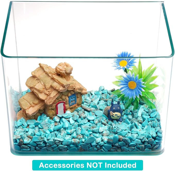 WAYBER Natural Crushed Turquoise Gemstone, Decorative Pebbles, 1 Pound | Toxin-Free, Fade-Resistant, Ideal for Reiki Healing, DIY Crafts, Vase Filler, Aquarium & Bonsai Decoration
