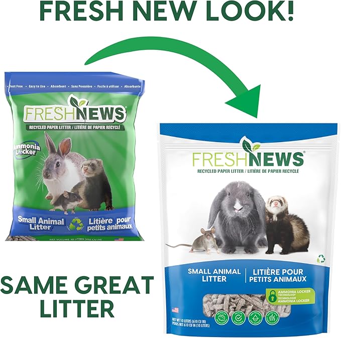 Fresh News Recycled Paper Small Animal Litter Bedding, 10 Liters, Packaging May Vary (Pack of 3)