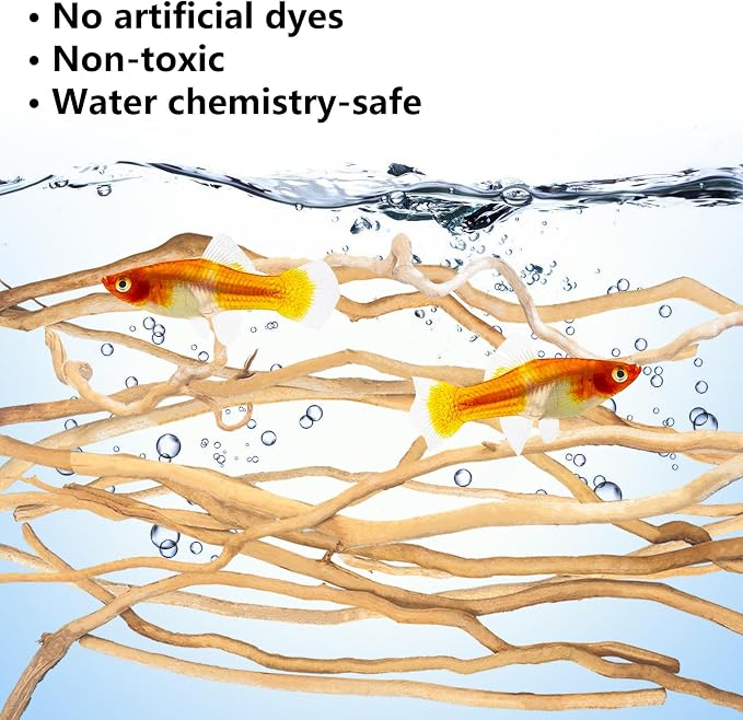 Hamiledyi Natural Driftwood for Aquarium Decor - Red Moor Wood 10"-15" Long Assorted Shapes (200g) Safe Branches for Fish Tank & Reptile Habitat - Natural Aquarium Wood Decorations (Delicate branches)