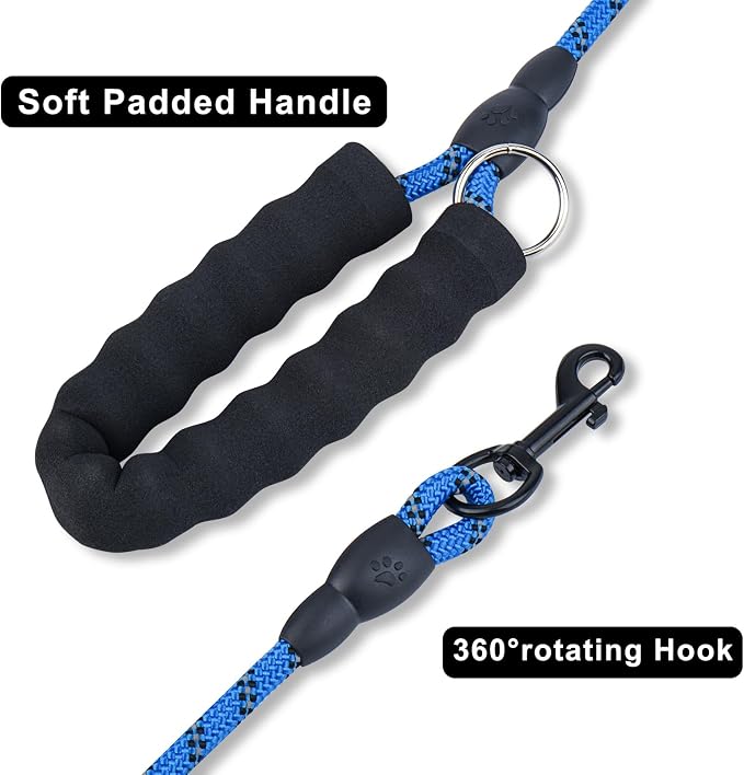 Dog Leash and Collar Set – 6 FT Strong Rope Leash with Padded Handle & Adjustable Nylon Collar Reflective for Small Medium Large Dogs (Pink, S)