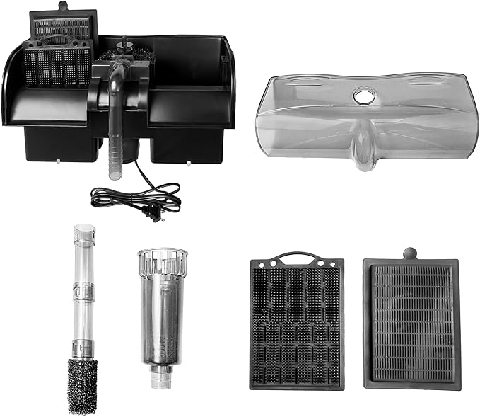 Aquatop Forza Power Filter Surface Skimmer for Aquariums - Adjustable Flow Rate - 40-80 Gallon - Includes Mechanical, Bio-Chemical Filtration