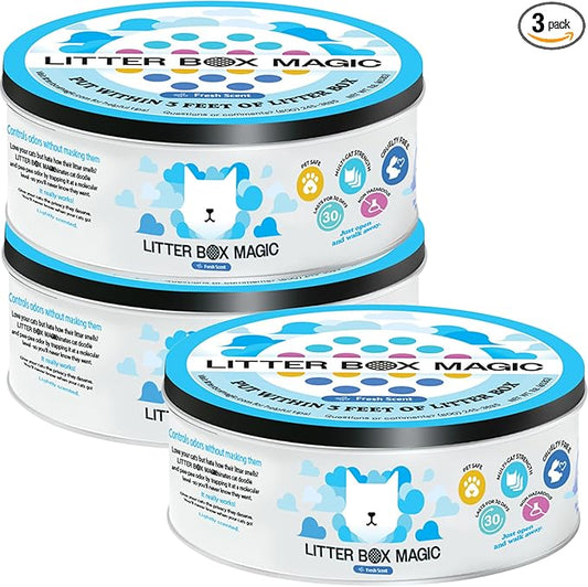 Litter Box Magic Cat Deodorizer Jar (16 Oz, Pack of 3) Fresh Scent - Air Freshener for Pet Smells from Litter Box - Odor Removing Litterbox Gel In A Jar - Odor Eliminator to Freshen Air