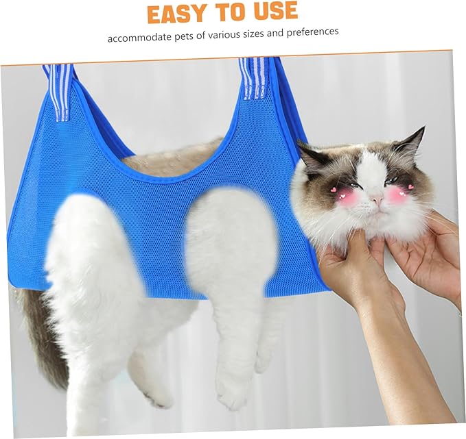 Cat Beauty Hammock Cat Grooming Bag Cats Trimming Harness Pet Grooming Organizer Cat Trimming Harness Grooming Hammock for Small Dogs Dog Grooming Holder Pet Sling Cloth Blue