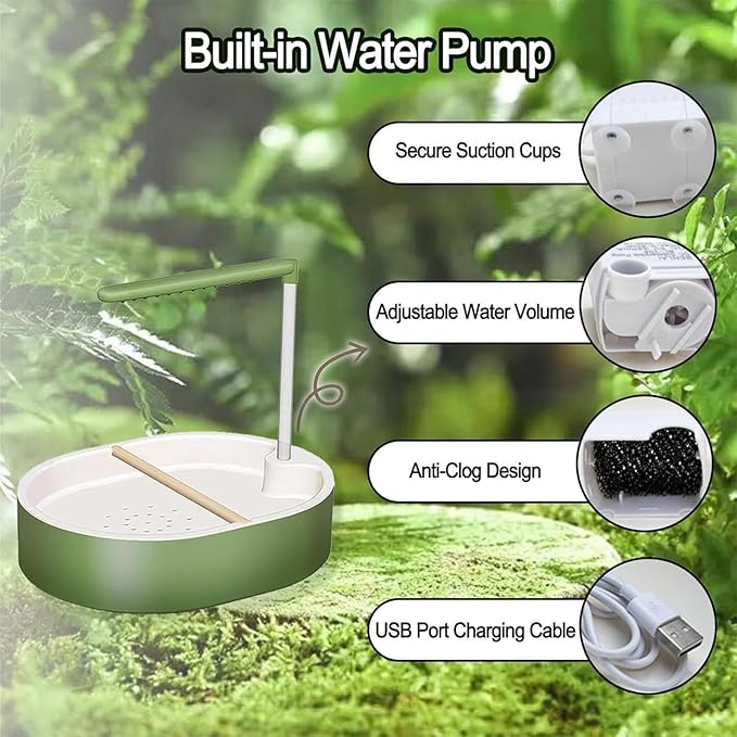 birdShower Bath Fountain - 20cm Pump Water birdBath, Anti Splash Ciirculating Cage Bath | Indoor Outdoor birdCare