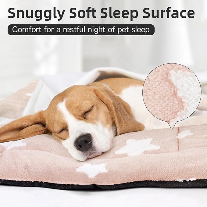 Mora Pets Dog Crate Pad Crate Bed Mat Small Dog Bed Washable Cute Star Pet Kennel Bed for Dog Cage Ultra Soft Flat Puppy Cat Kitten Pillow for Sleeping Anti-Slip Pink 24 x 18 inch 2 Pack
