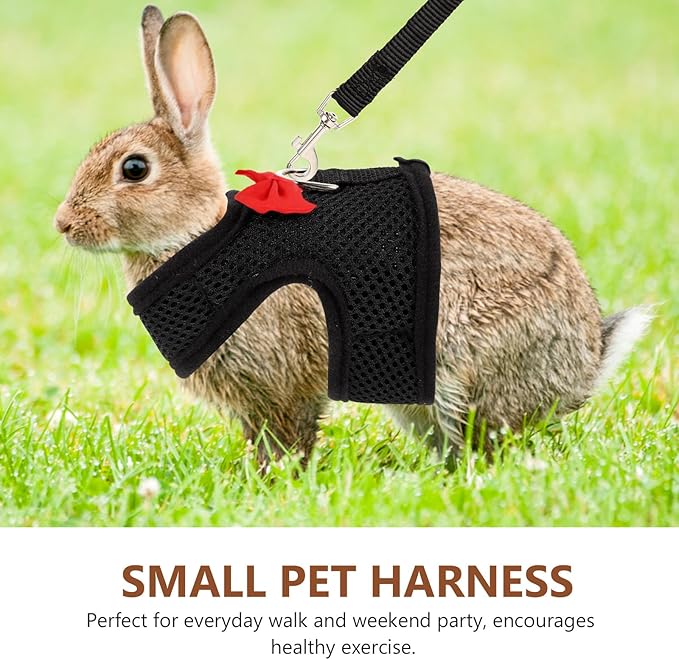 Balacoo Small Animal Harness Leash Set Breathable Soft Mesh Small Pet Vest Harness Size S Chest 20-23cm Rabbit Walking Leash for Guinea Pig and Other Small Pets