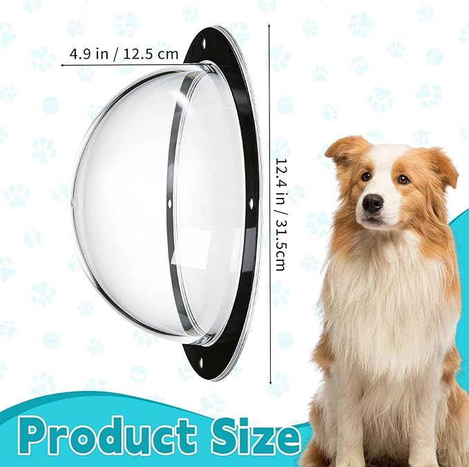 Nexboraque 2 Pack Dog Fence Window, Plastic Pet Dome Clear View Pet Peek Window for Dog, Cat, Horse, Pet Supply, 12.4 x 4.9 Inch