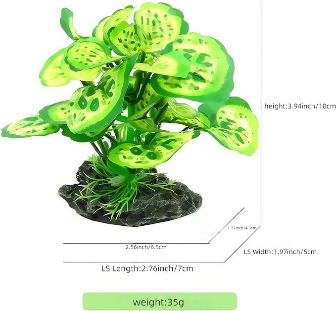 JGbaby Artificial Aquarium Plants,Fish Tank Decorations Betta Leaf Hammock 4in Realistic Silk & Plastic Plants, Hideout Decor for Betta. Goldfish,Reptiles,Small Tanks (Green Type-H)