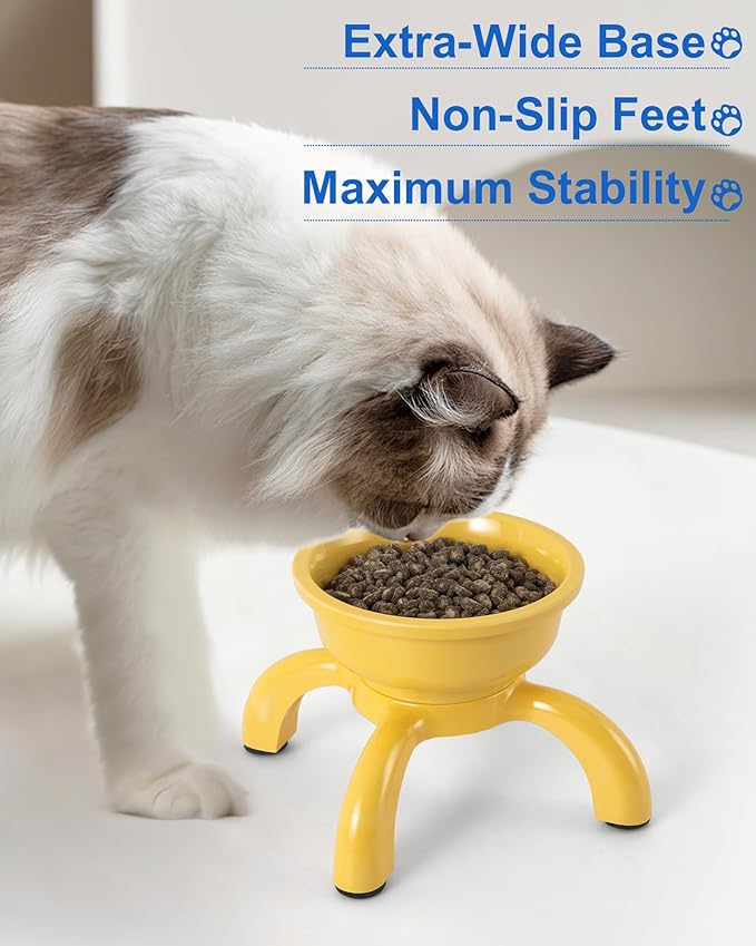 Raised Cat Bowls for Indoor Cats - Whisker Friendly Cat Food Bowl, 5.1" Wide Melamine Stand Elevated Cats Feeding Bowl, Detachable Raise Kittens Bowls, Non-Toxic, Dishwasher Safe