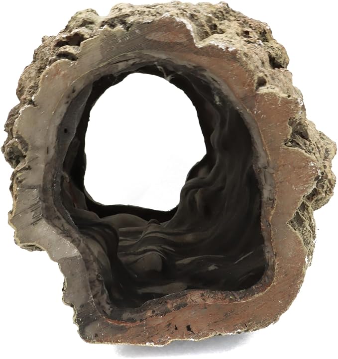 Reptile Terrarium Hideout Decor, Resin Wood Hide, Large | For Reptiles, Fish, Amphibians, Small Animals