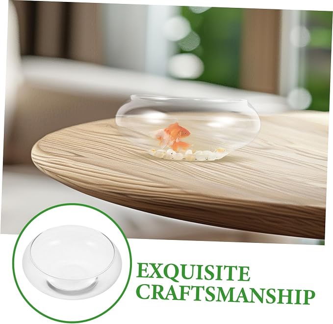 YARNOW Clear Glass Fish Bowl Desktop Fish Tank for Goldfish Shrimp and Plants Hydroponic Flowerpot Portable Fish Keeper Multi Functional Aquarium High Transparency