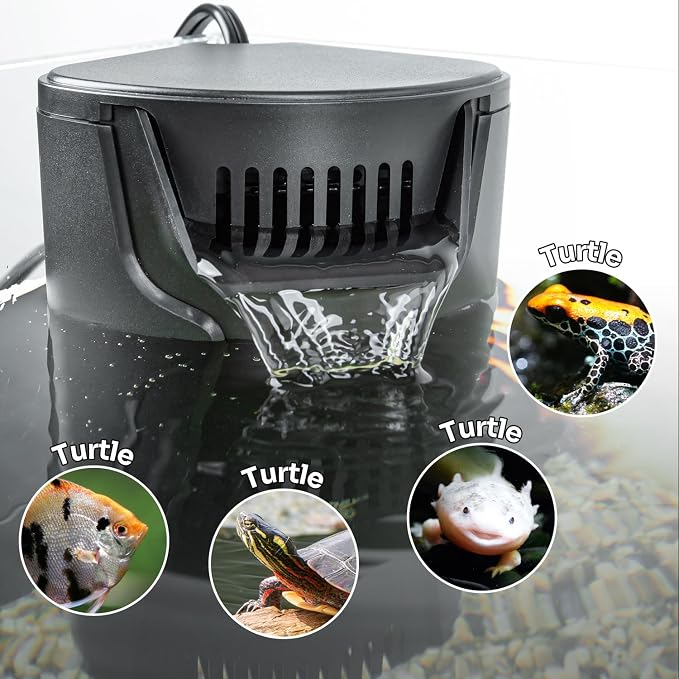 Yaubay Quiet Internal Aquarium Filter, 3-Stage Bio Filtration Low-Level Waterfall 5W Power Fish Tank Filter with Protective Grate for Up to 20 Gallon Betta Turtle Shrimp Tank, 90GPH (Filter)