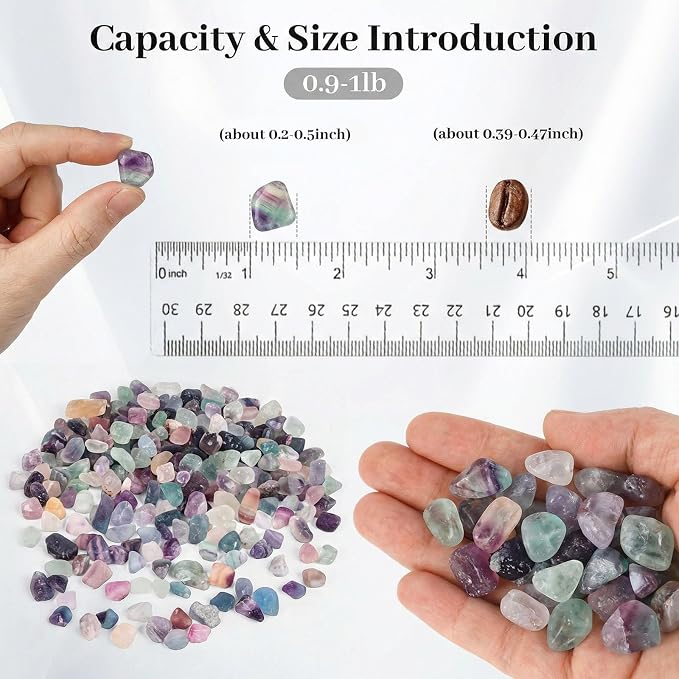 Quartz Crystals, Crushed Chips Tumbled Polished Stones | Assorted Succulent Rocks, Plant Gravels, Aquarium Fish Tank Gravel, Vase Filler
