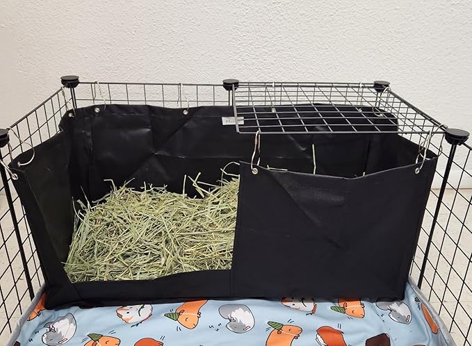 Hayzee Original Guinea Pig Hay Holder Feeder Litter Box Less Mess Encourages Natural Burrowing Instincts and Provides Ample Supply of Hay to Guinea Pigs and Rabbits (Black, 27" with Front)