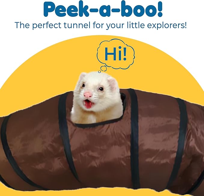 SunGrow Collapsible Tunnel for Cat, 47.2" x 9.8" Lightweight Polyester with Steel Frame Tube, Includes Carrying Case, Cat Accessories and Supplies, Brown and Black