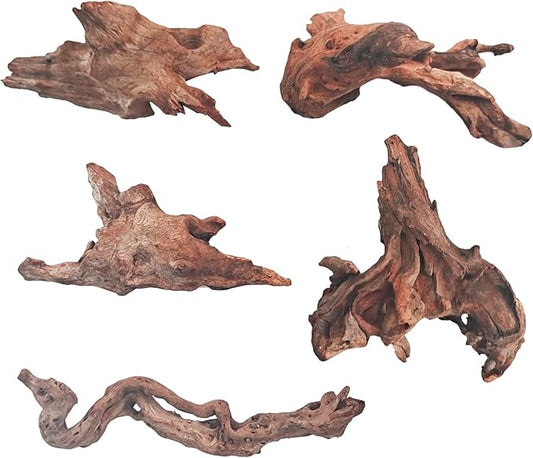 Natural Driftwood Decor for Aquarium Decorations Reptile Tank Accessories, Assorted Wood Branches Decorations on Reptile Fish Tank 2-10" 2 Pcs/4 Pcs/ 5 Pcs/ 6 Pcs (Pack of 5 (3.9 to 6 Inch))
